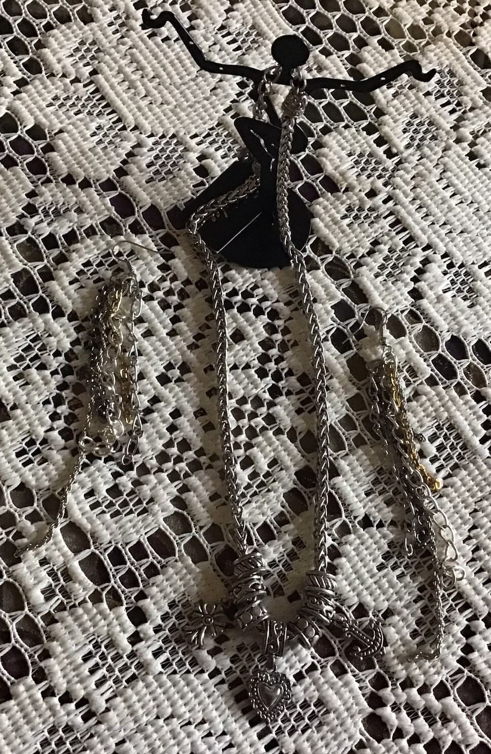 1 Necklace with Charms and 1 pair Earrings