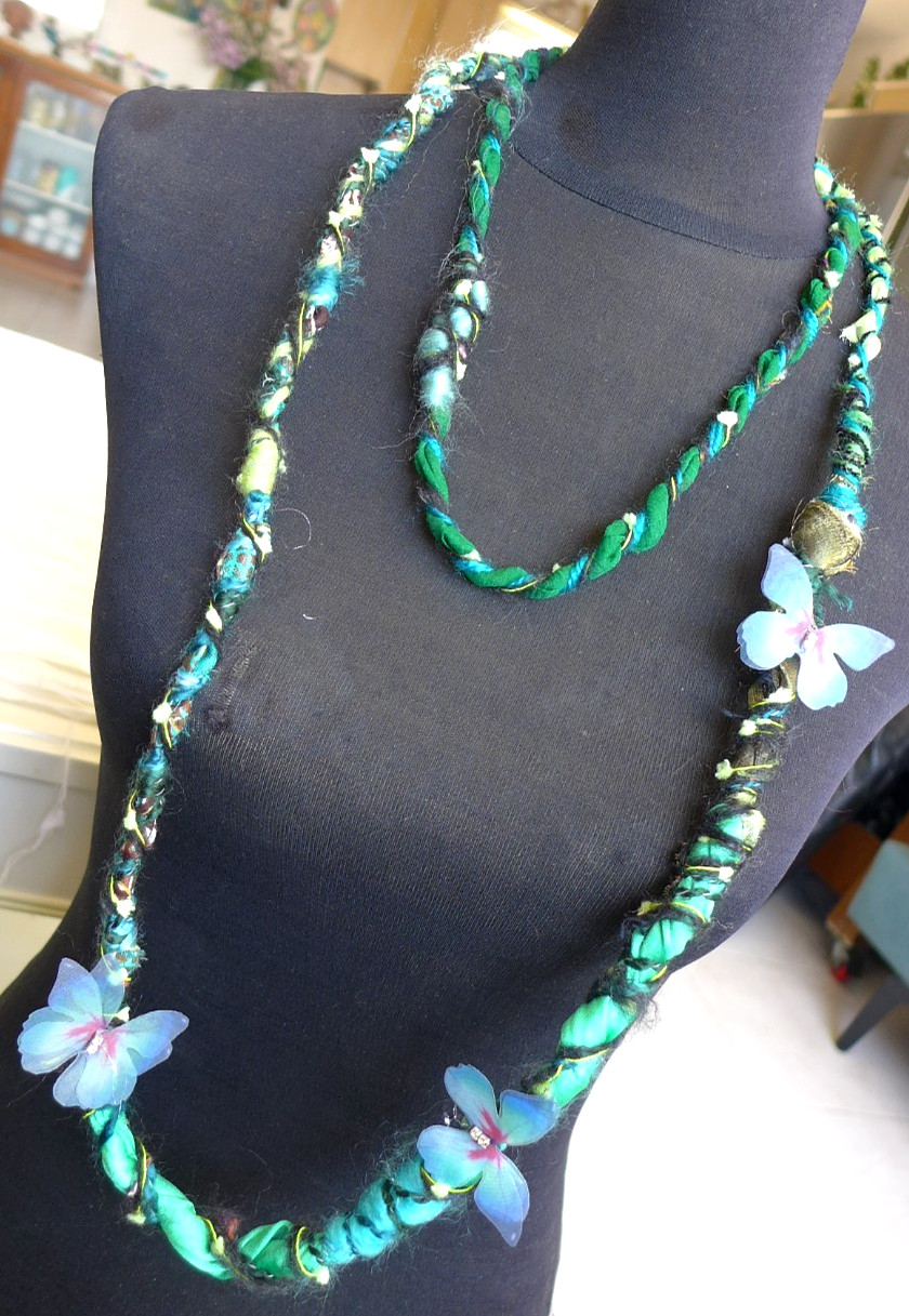 Handmade Fabric Necklace Fiber Art Beads Direct From Artist One Of A Kind