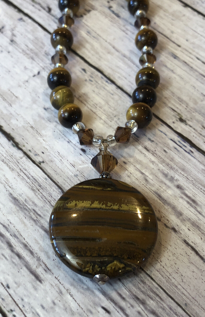 Brown Cats Eye Pendant Stone Choker Necklace PRETTY – KL