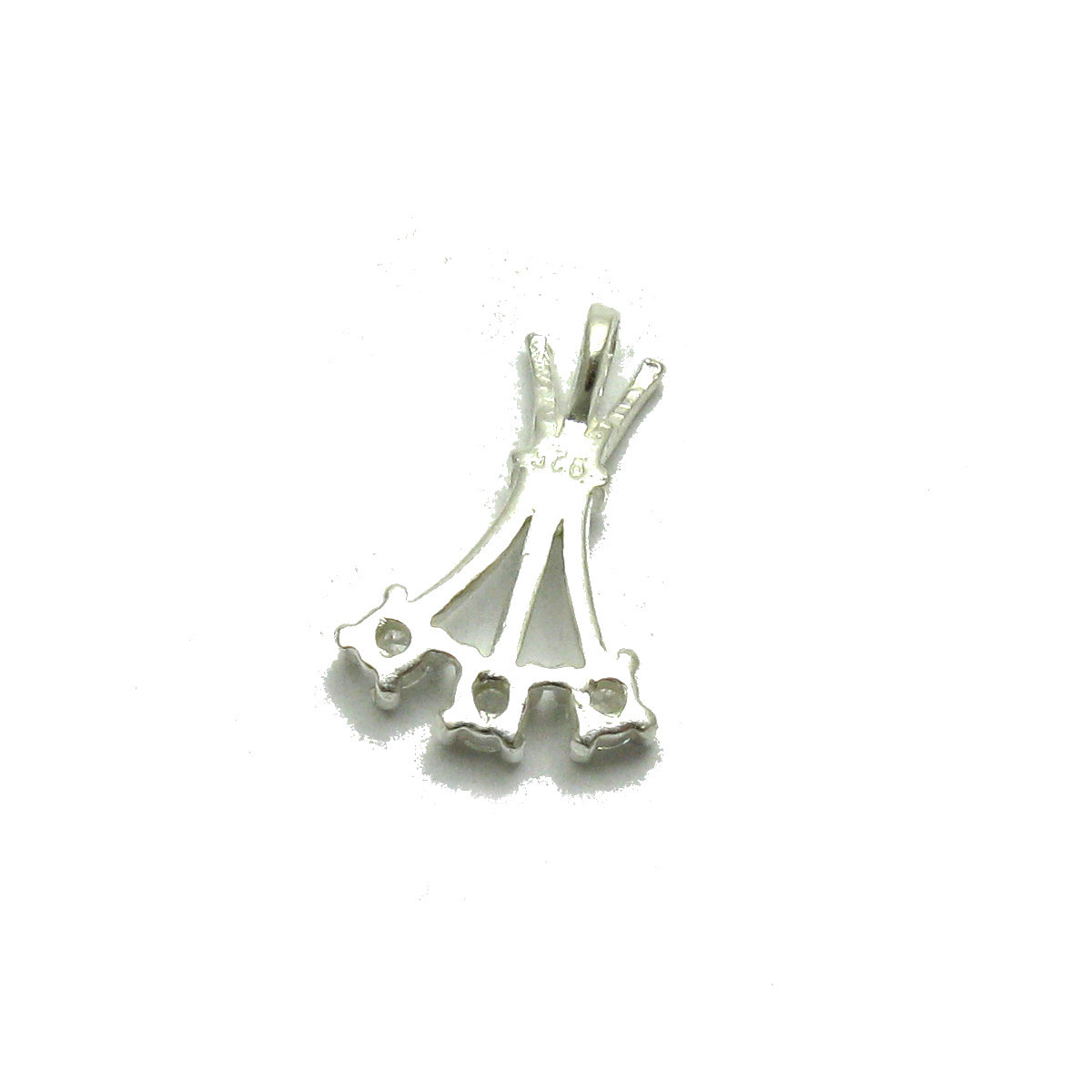 Genuine Sterling Silver Pendant Solid 925 With 3X2.5mm Round Cubic Zirconia