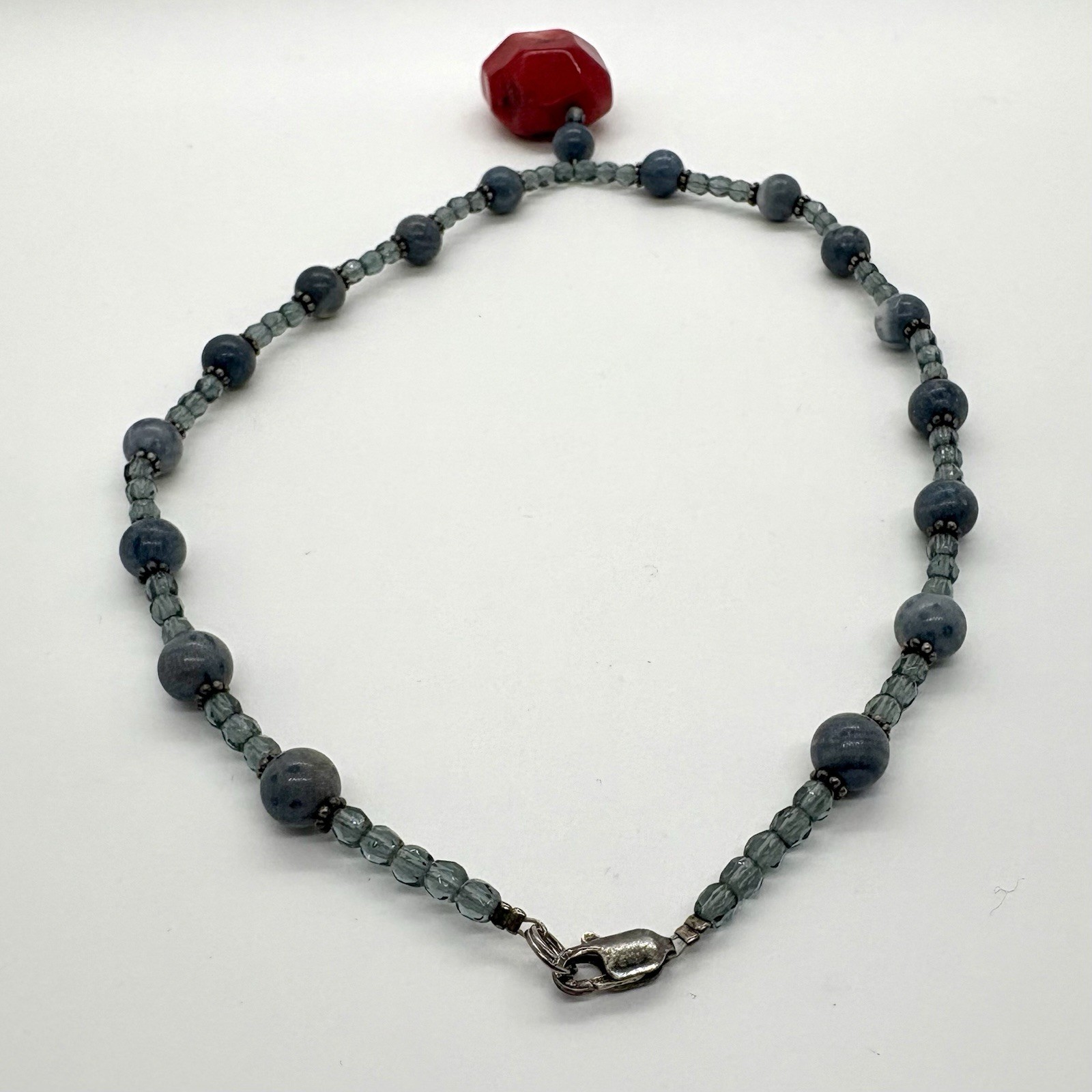 Red Coral Handmade Beaded Necklace With Chunky Coral Pendant Boho