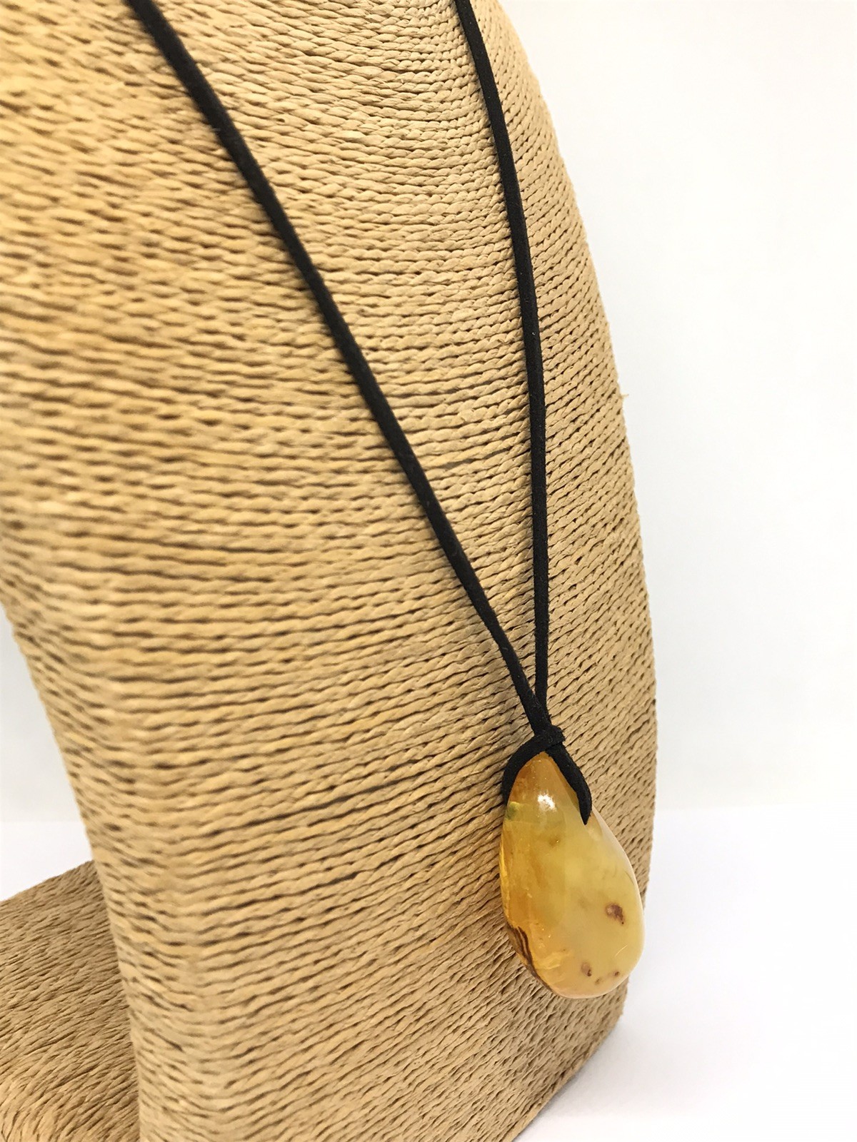 Amber Pendant Unique Gift Natural Baltic Amber Stone on Black Cord 12g 16507
