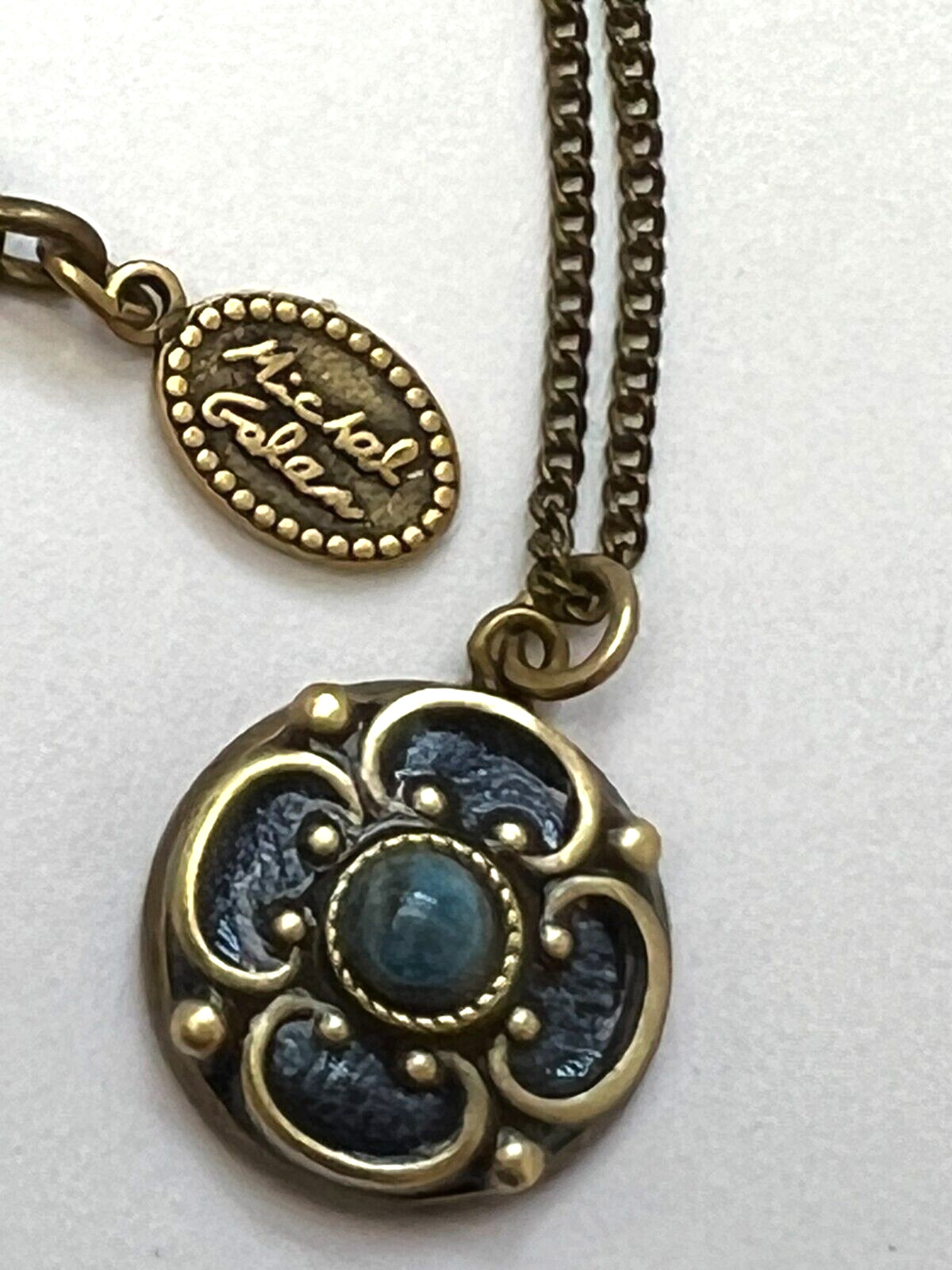 Navy Blue + Sodalite stone 24K gold pendant necklace Clover design handmade