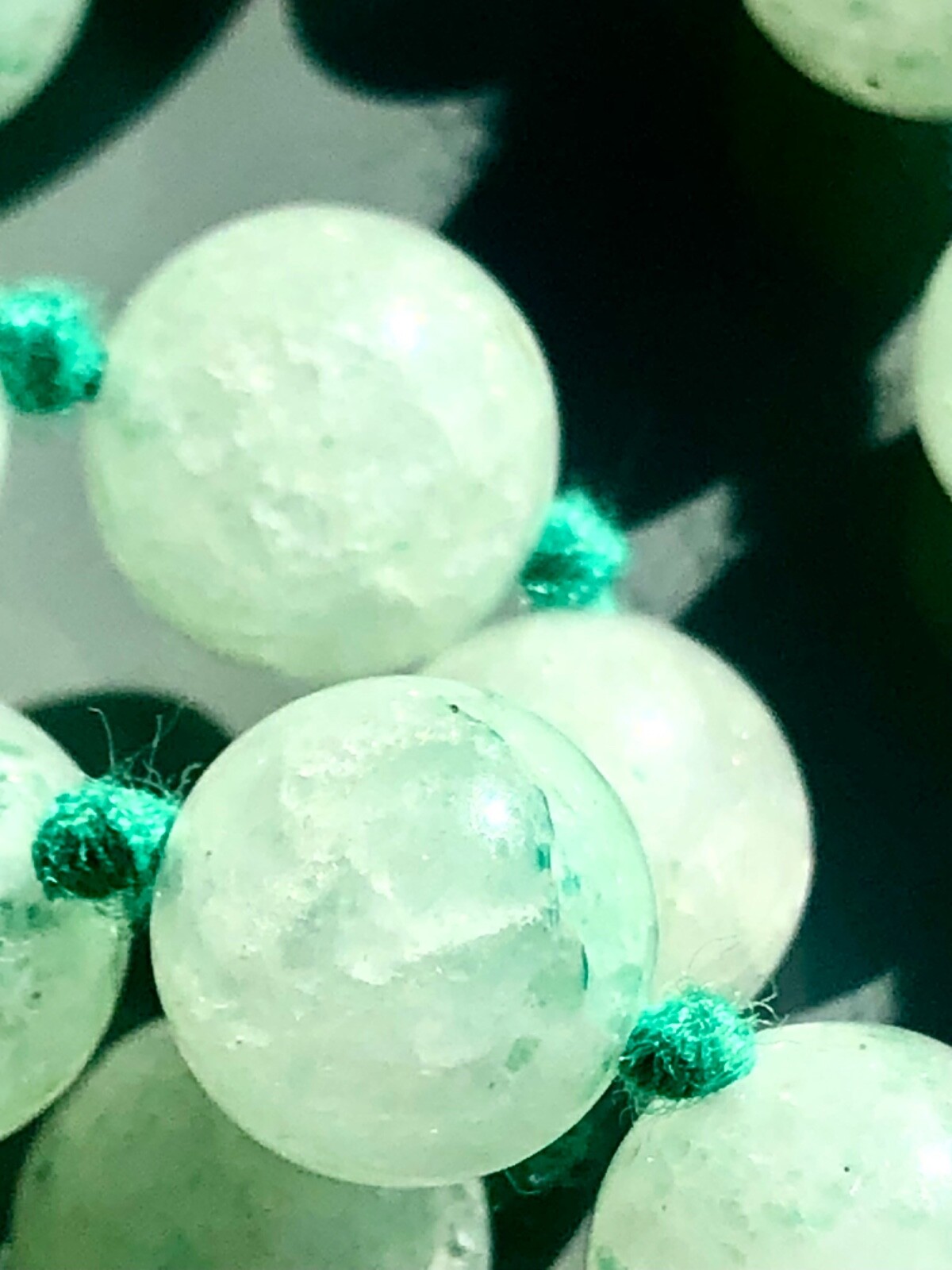 Handmade Light green Crackle Dyed Quartz 7mm Bead Necklace 32″ Long