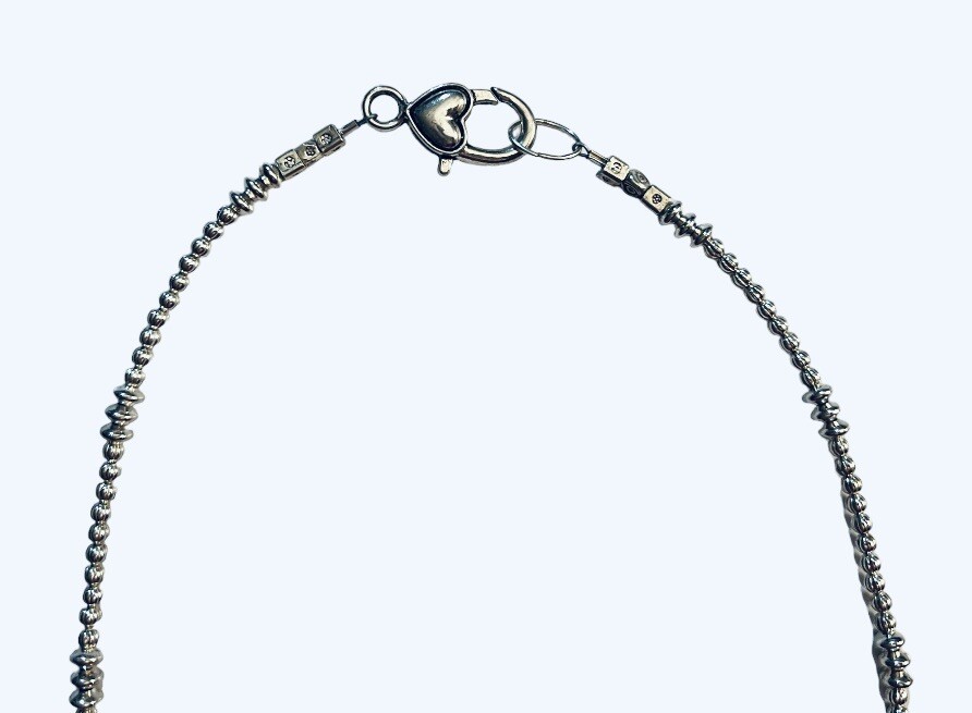 Silver Necklace Crystal Bead Charms Multicolored Heart Clasp