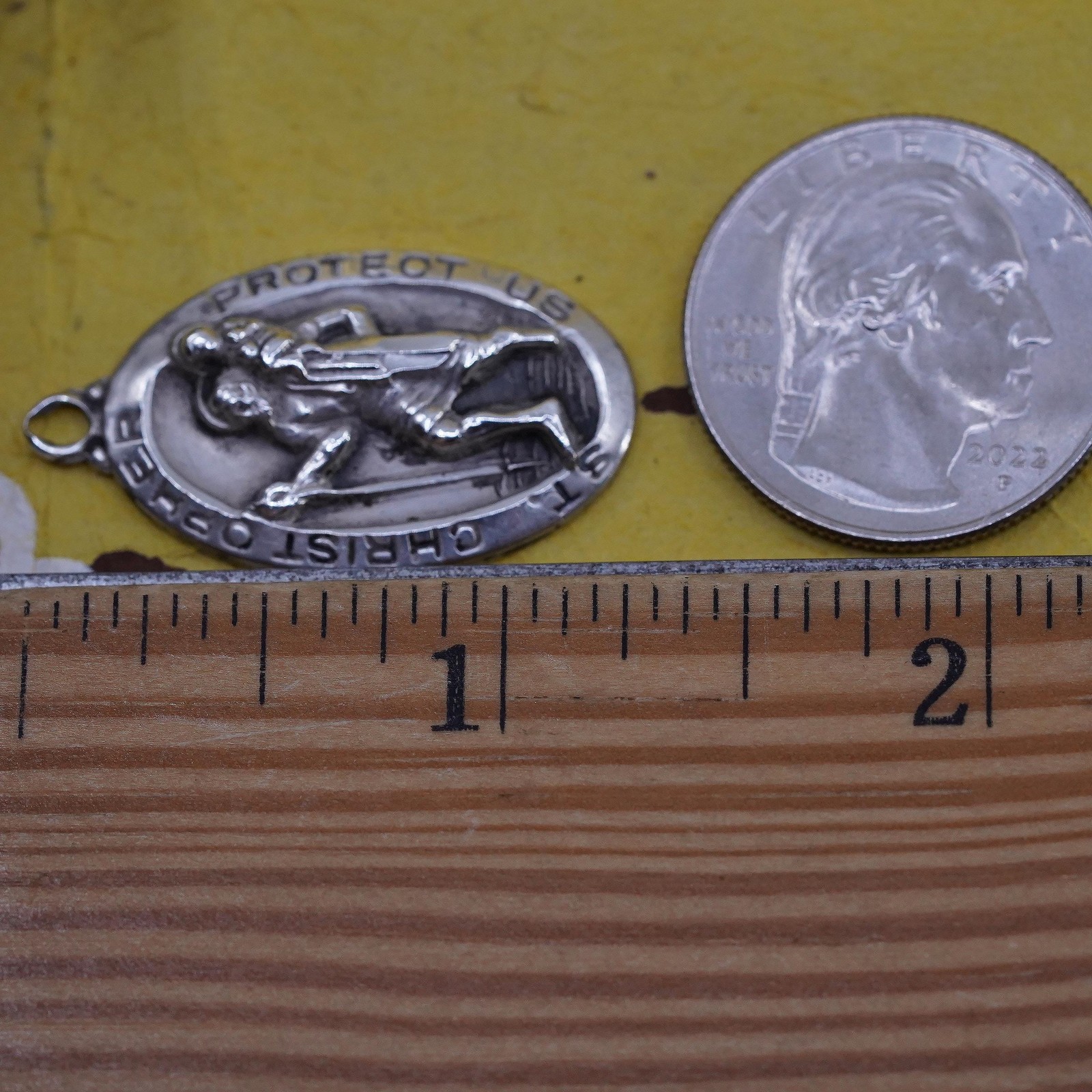 M DE Jean Sterling Silver 925 Saint Christopher Medal Pendant, Protect Us Charm