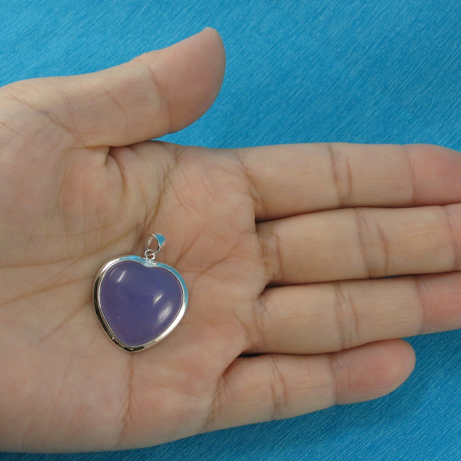 Sterling Silver Heart Lavender Jade Pendant