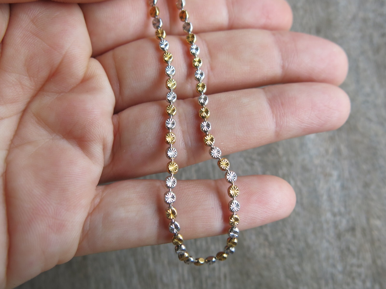 925 Sterling Silver & 14K Goldfilled Beaded Necklace Italian Craftsmanship 15″