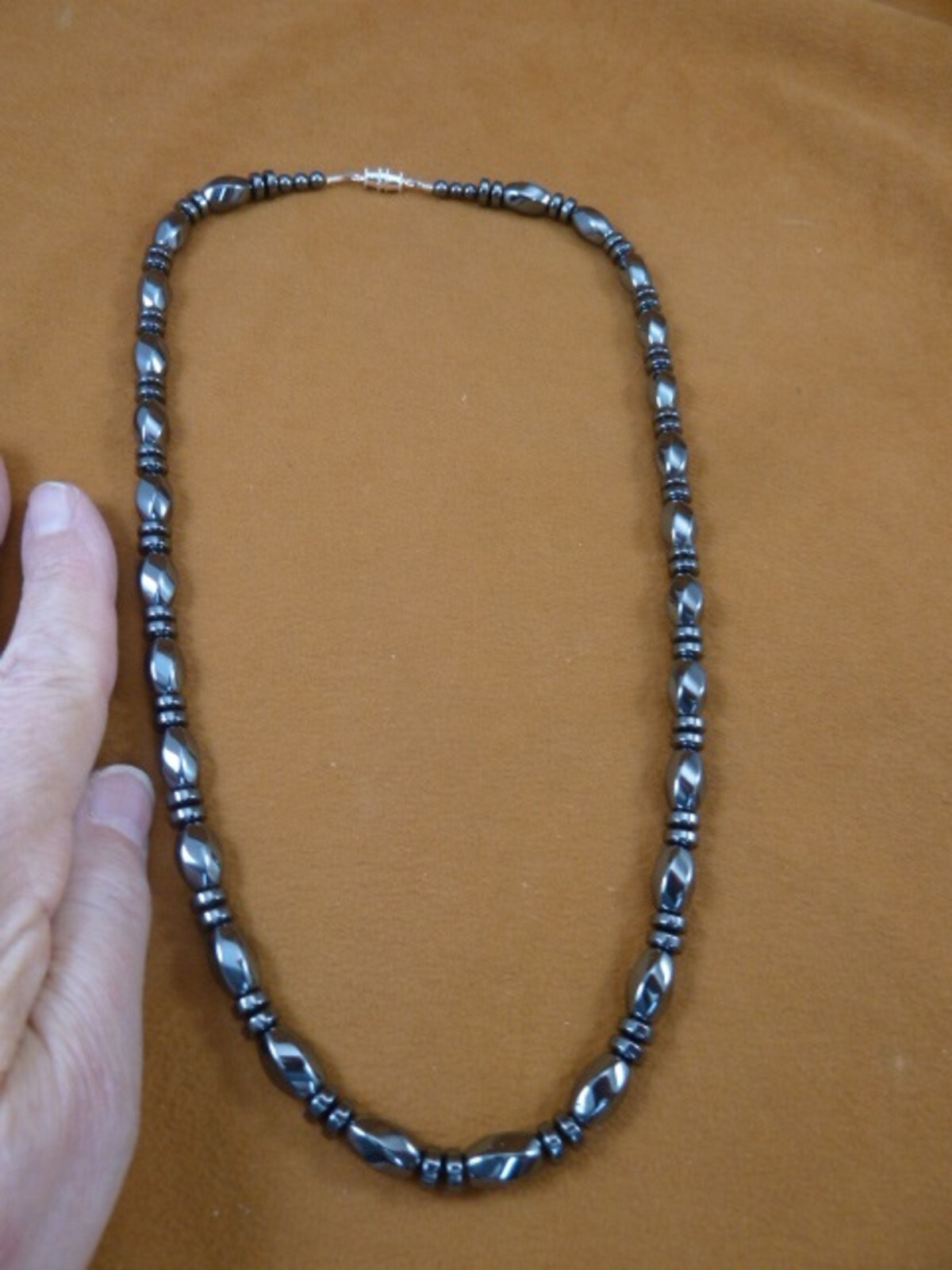 (v483-A) 21″ Black Hematite Iron oxide Beads GEM bead Necklace JEWELRY Gorgeous