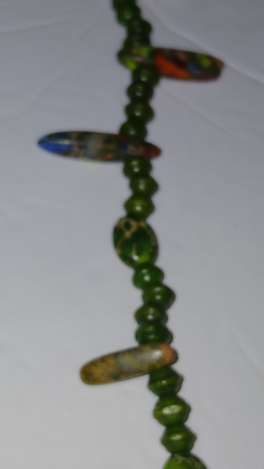 Geeen Wood Bead 21 Inch Rainbow Turquoise And Olive Turquoise Beautiful Neclace