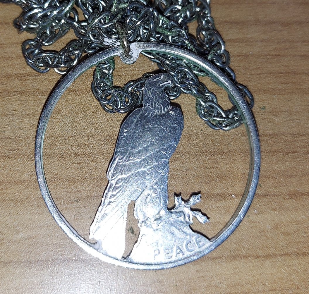 Peace Dollar Pendant, U.S. One Dollar Cutout Coin with chain