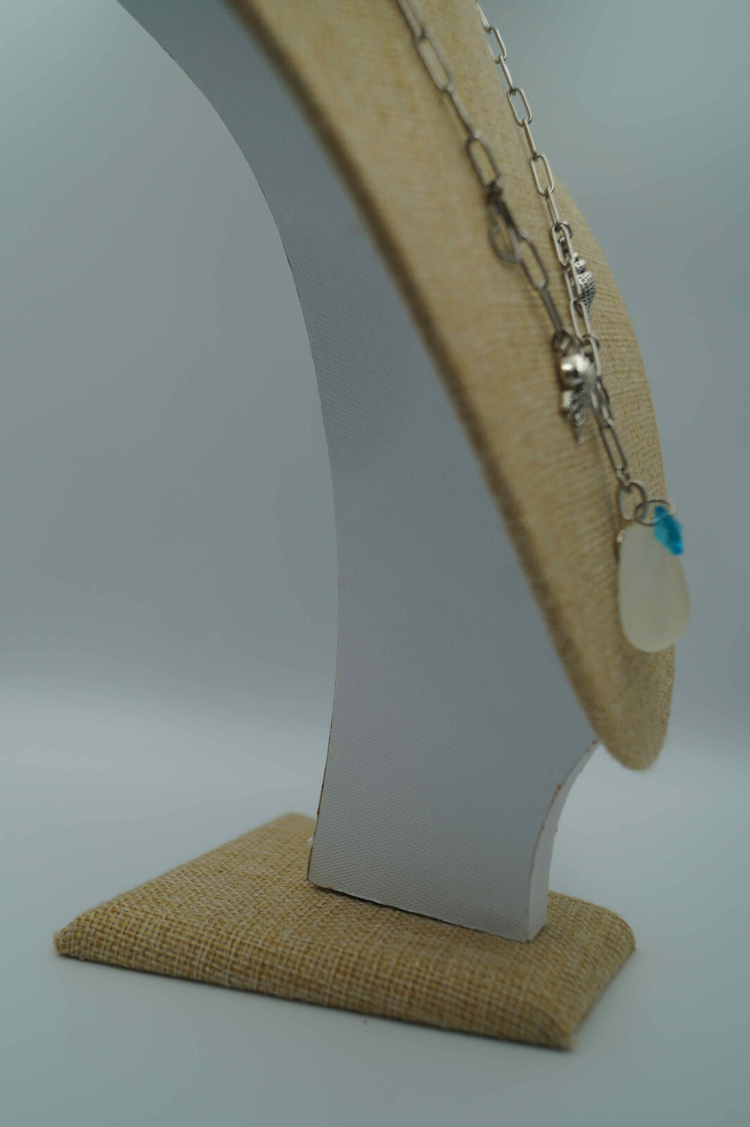 Sea Glass, Sea Charms & Heart Charms on Paperclip Stainless Steel Chain (P#126)
