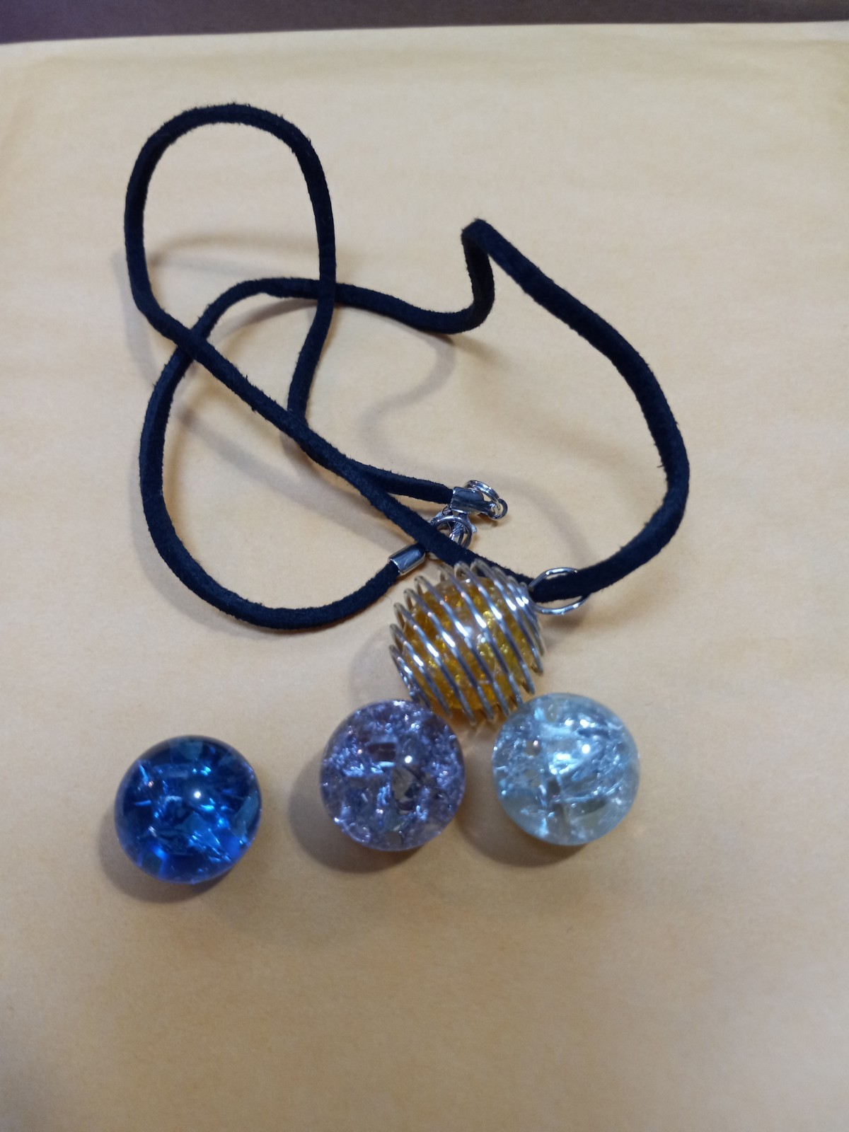 Cracked Marble Cage Pendant with rope necklace – Lot of 4