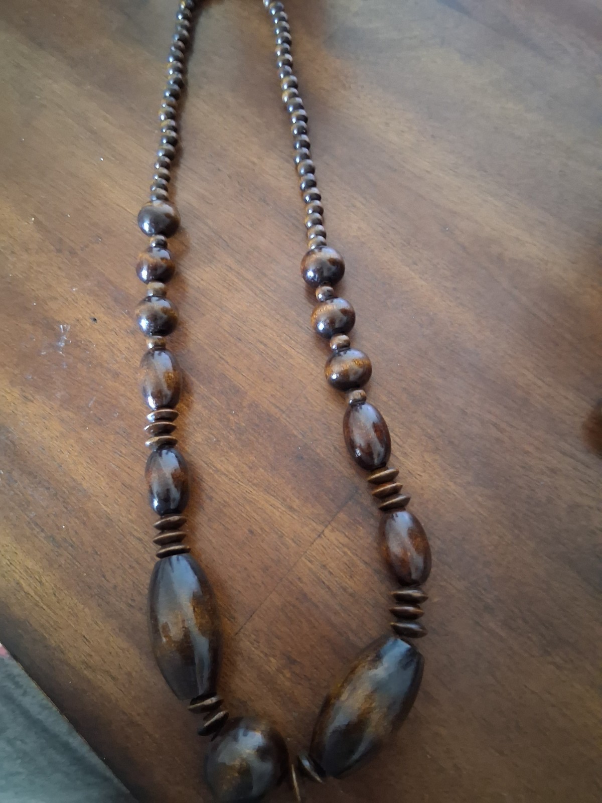 Handcrafted Brown Wooden Beaded Necklace Unisex Adults No Stone