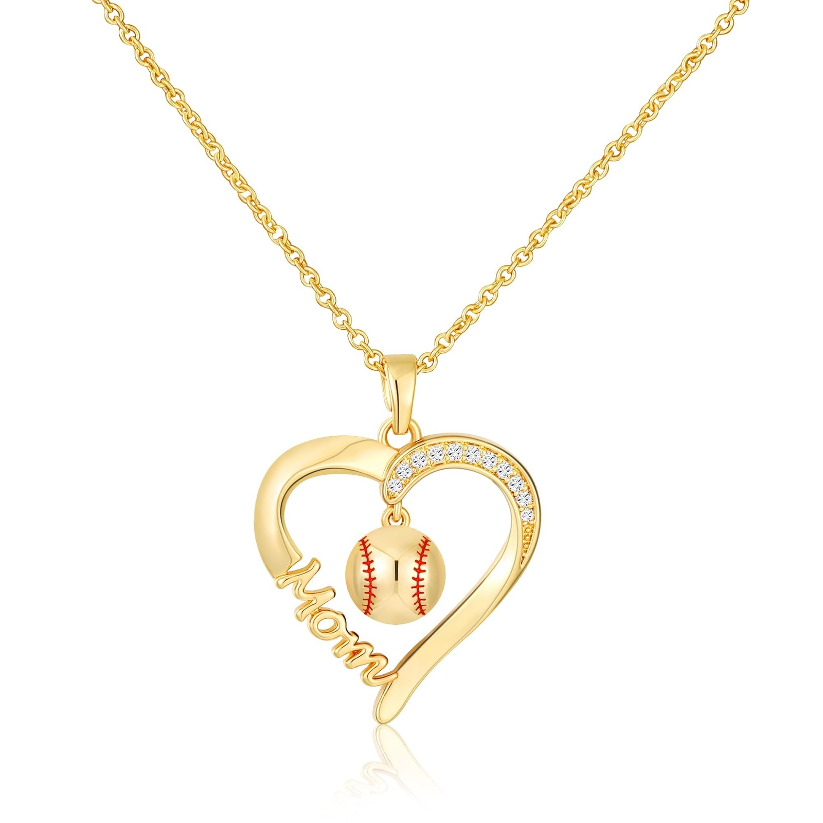 Baseball Soccer Softball Mom Necklace Gift for Women, 18K Gold Plated Sport A…