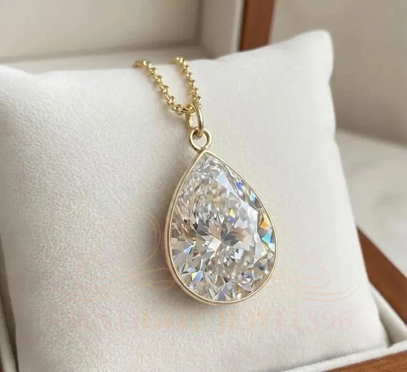 HUGE 35.60 Ct Pear Diamond Solitaire Pendant-FREE Diamond Studs, FREE Tariffs