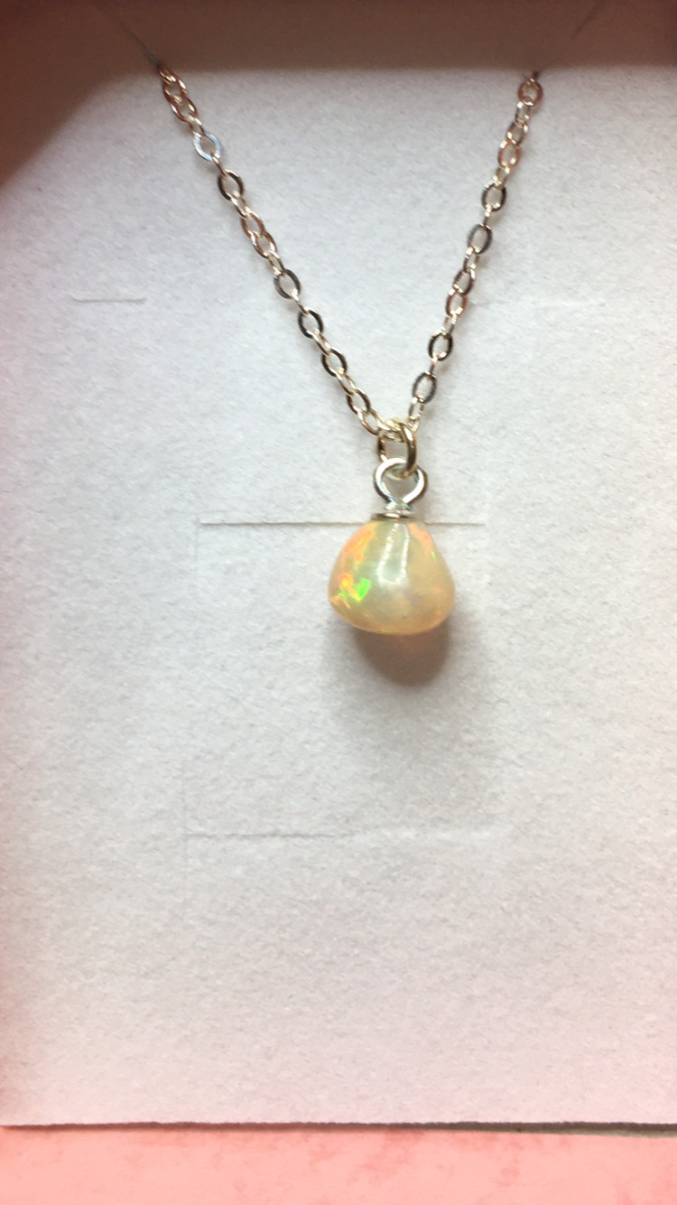 # 298- 1.90ct Genuine Ethiopian Welo Opal on a Sterling Silver Chain