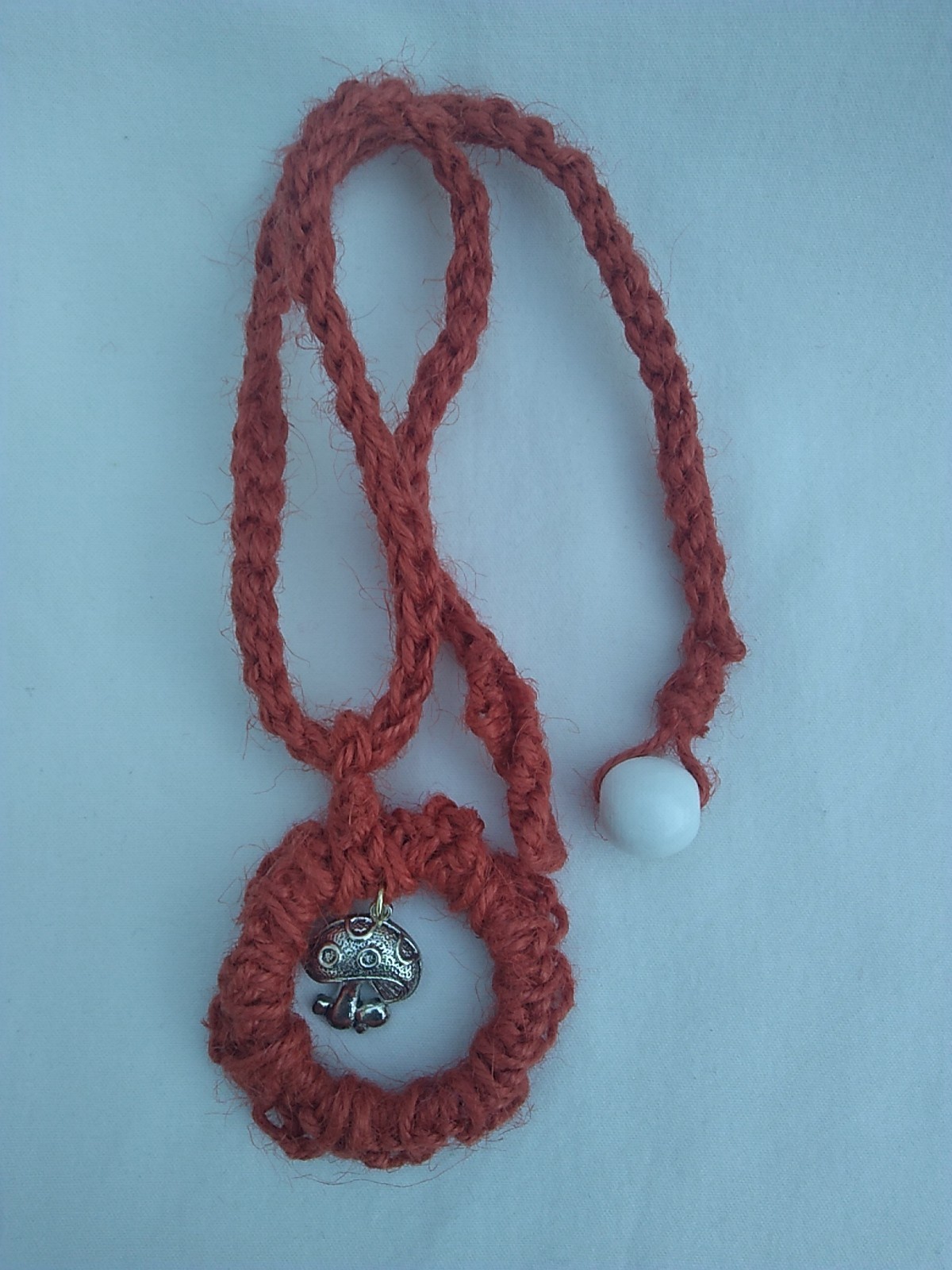 Surfer Hemp Mushroom NECKLACE 20″ Unisex Macrame Boho Hippie US Seller New