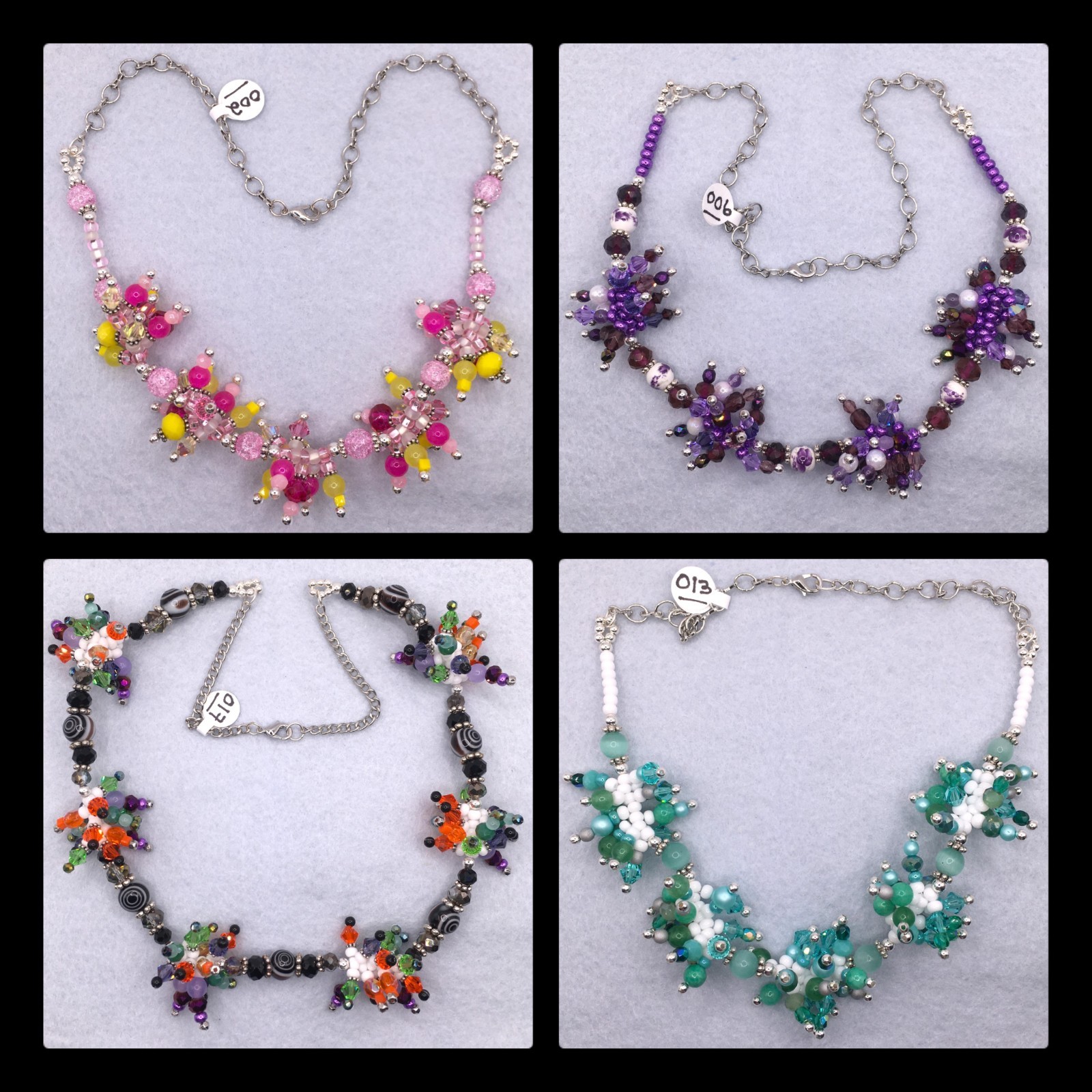 Spikey Sea Urchin Necklaces Silver-tone Preciosa Glass Crystals Czech Beads