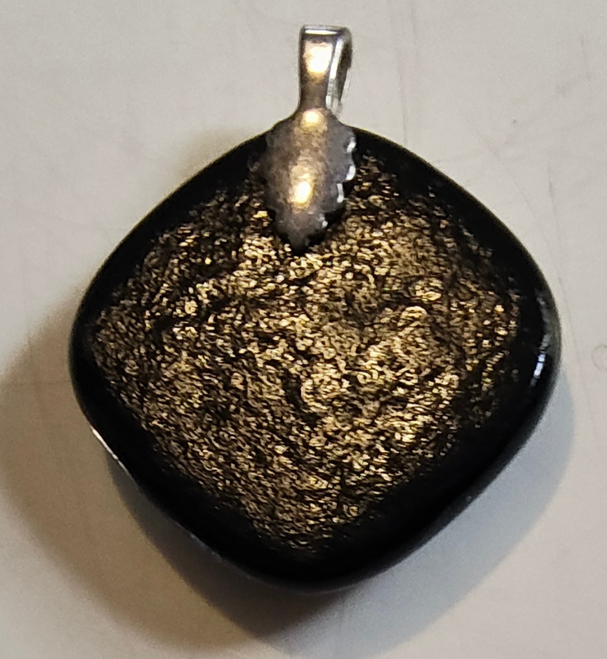 Hand Made Dichroic Glass Pendant Silver Tone Bale Purple Silver