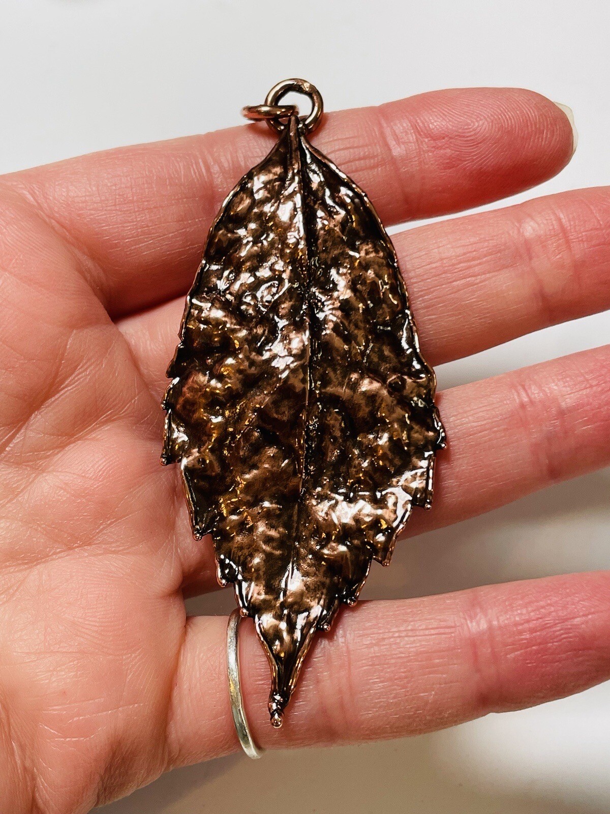 REAL LEAF PENDANT in copper handmade real leaf jewelry rustic forest nature
