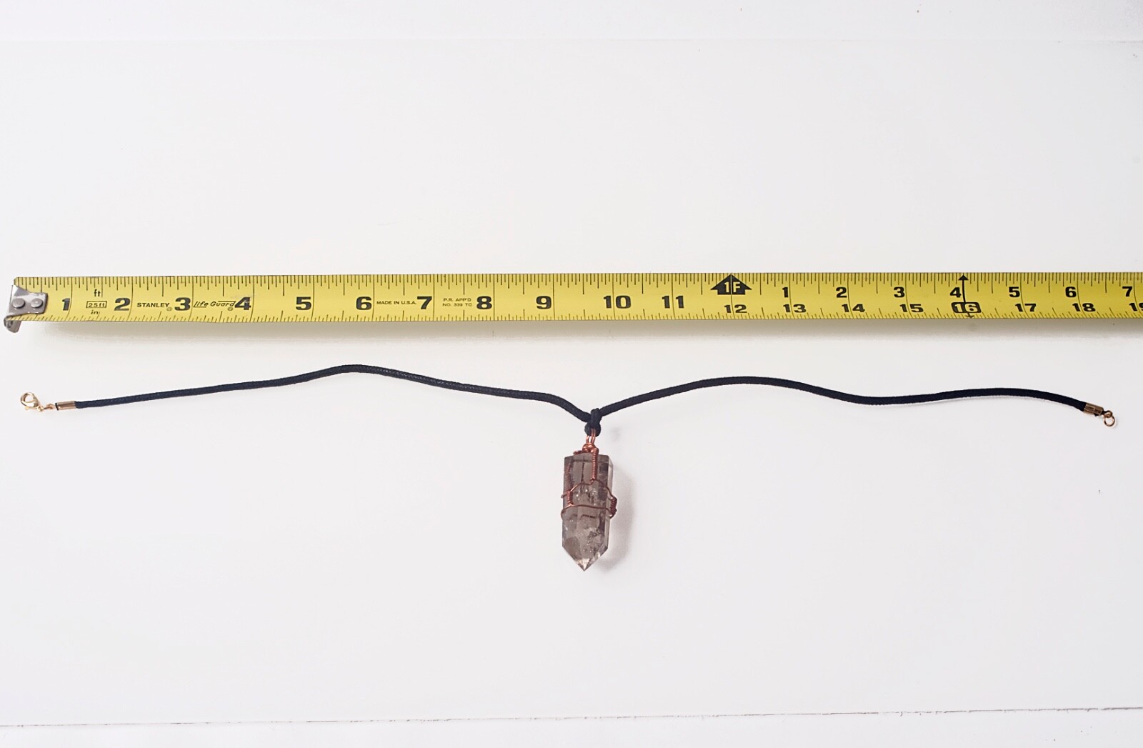 Hand Made Smokey Quartz Point Pendant Necklace 18″ Length, 2 1/2″ Pendant