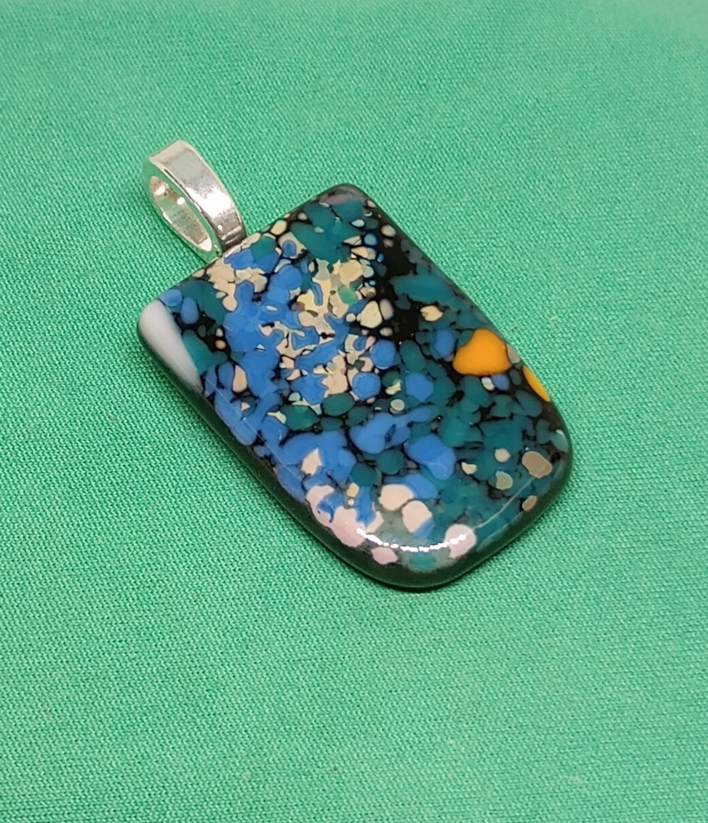 Hand Crafted Fused Glass Pendant W/Chain #1372