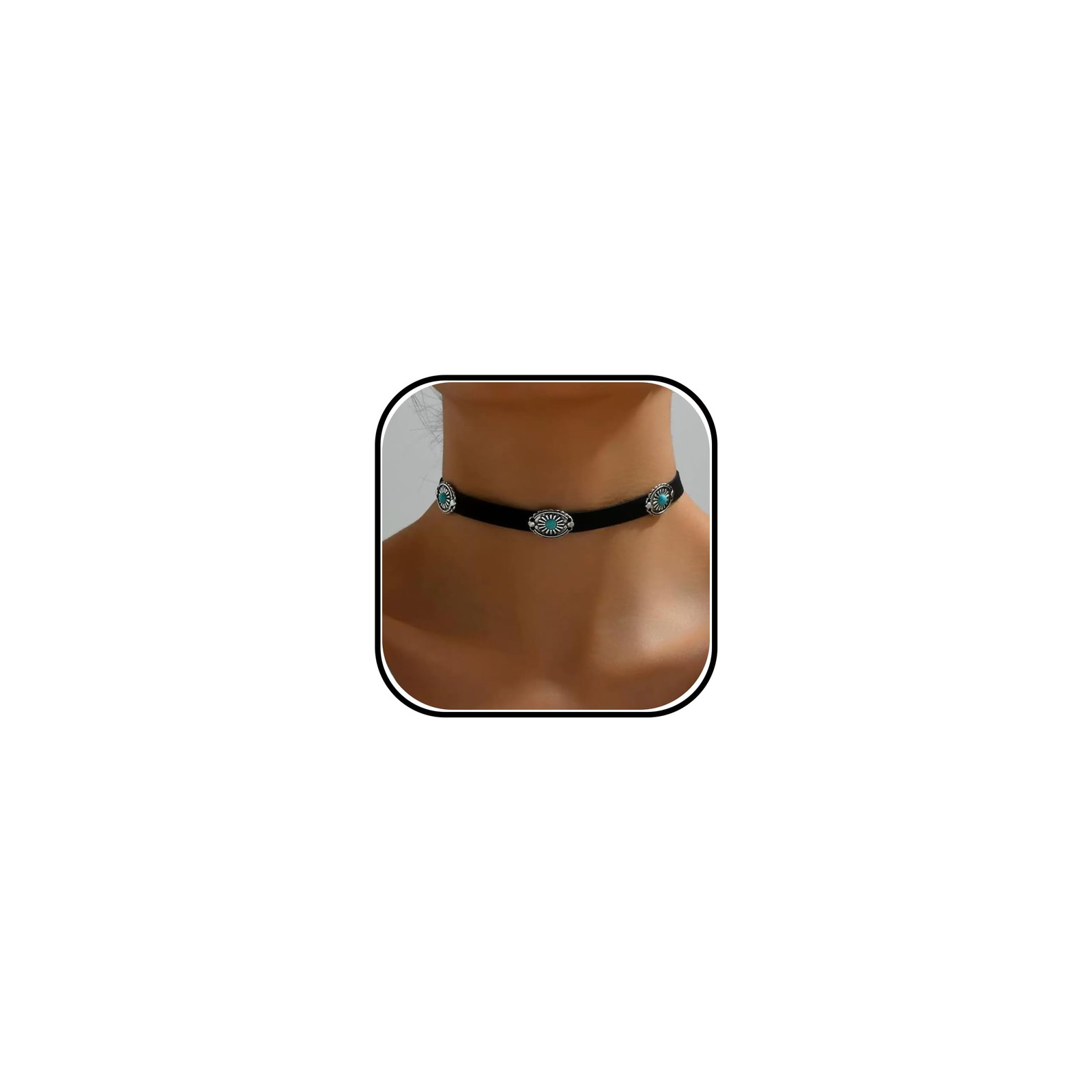 Vintage Western Turquoise Choker Necklace for Women