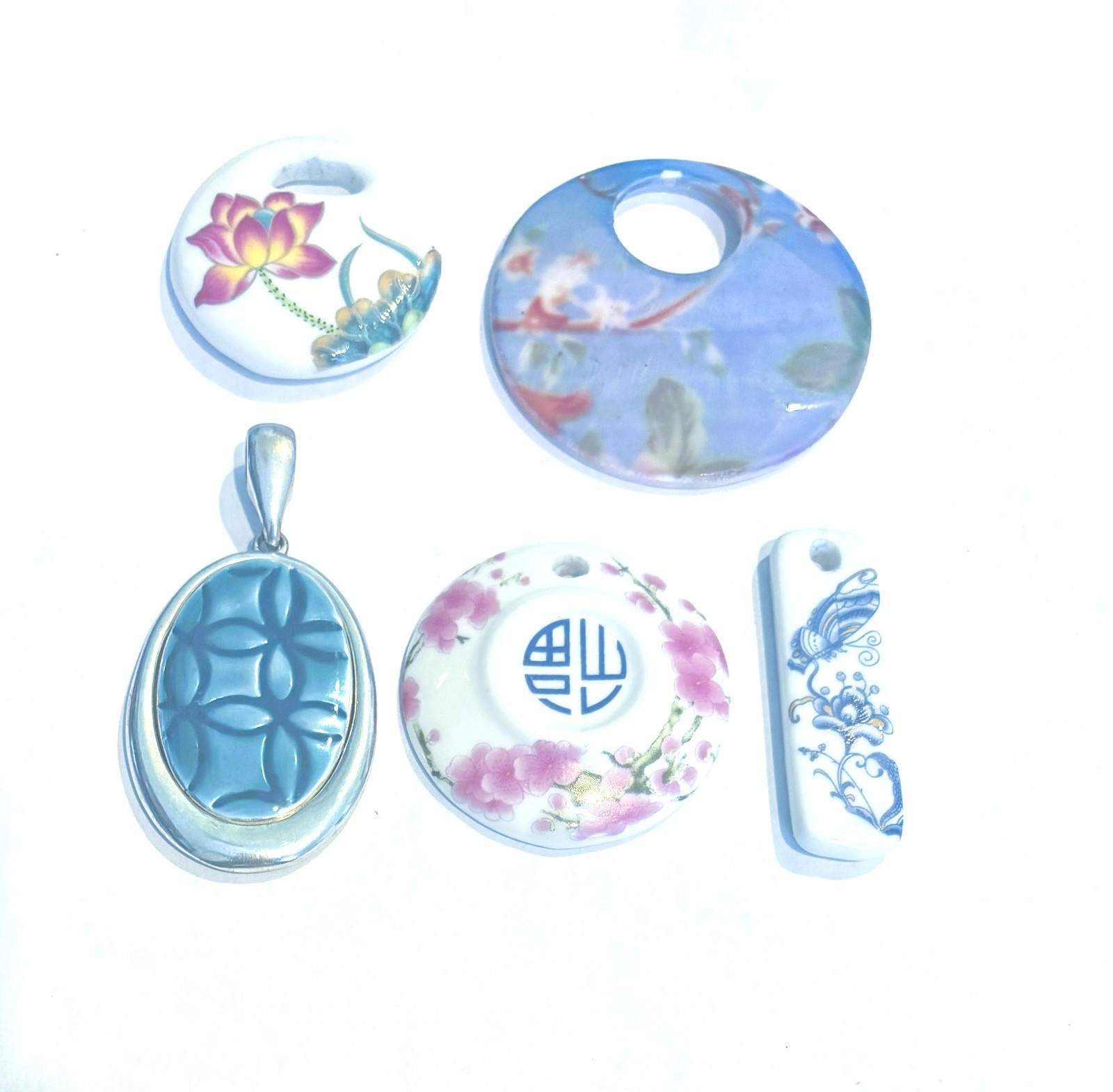 Lot of 5 Ceramic Pendants Centerpieces, Focals