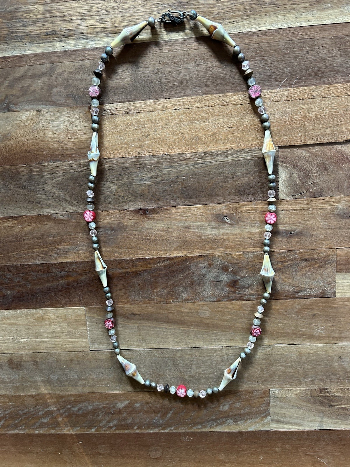 Handmade Necklace Polymer Clay Pearls Crystal
