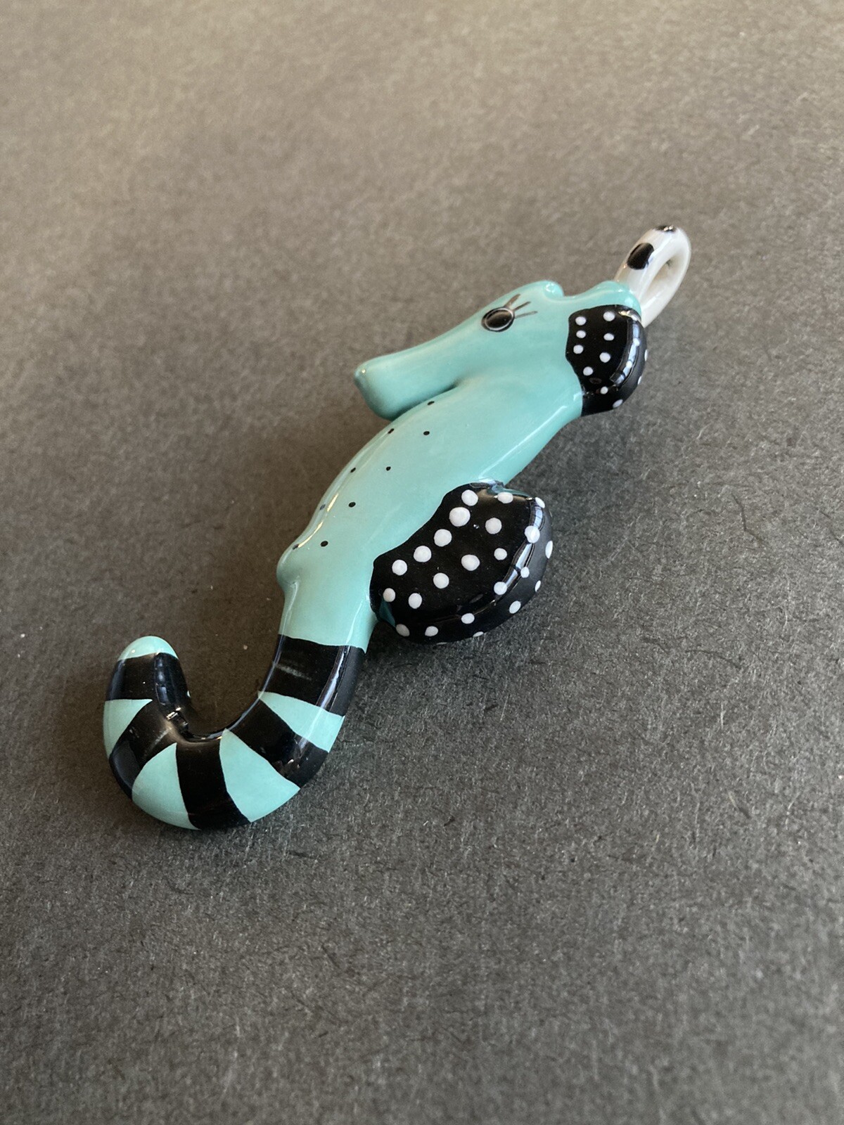 Artisan Ceramic Seahorse Pendant. One Of A Kind. Original. 9.5 Cm