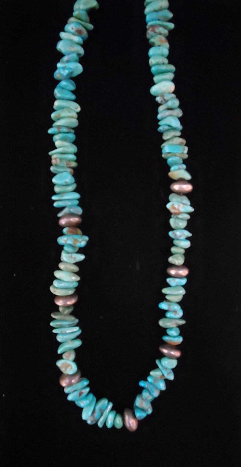 925 Natural Gemstone Turquoise Chip Beads Sterling Silver Beads Western Necklace