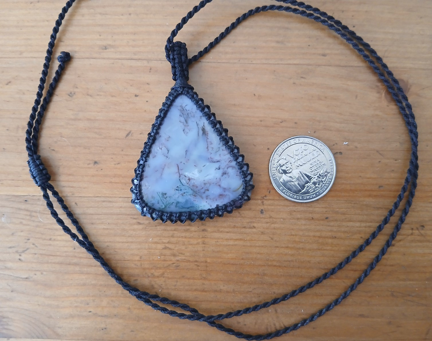 Dendritic Opal pendant and black adjustable cord
