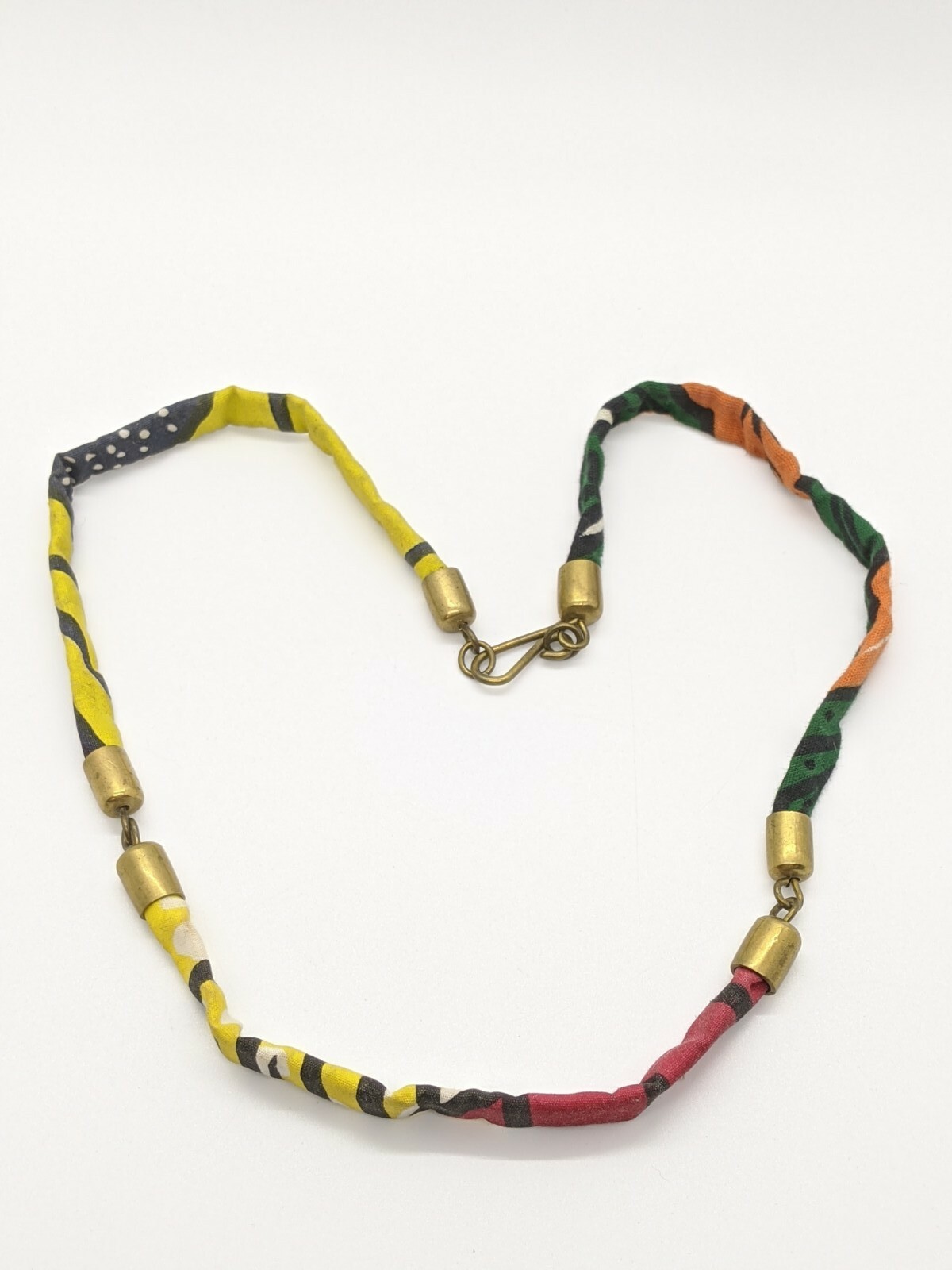 Gold Tone Artisan Tribal Yellow orange Red Choker Necklace Africa