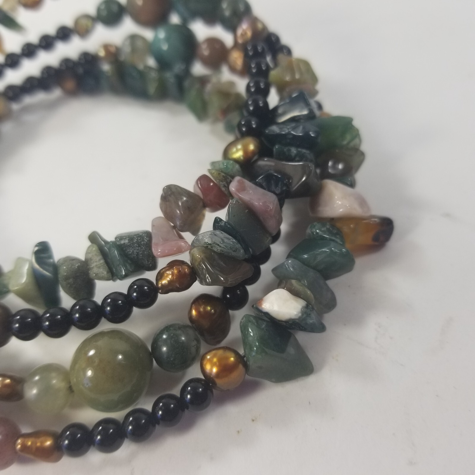 Bohemian Earthen Colorfs Round Stones Bead Wrap Bracelet/Choker