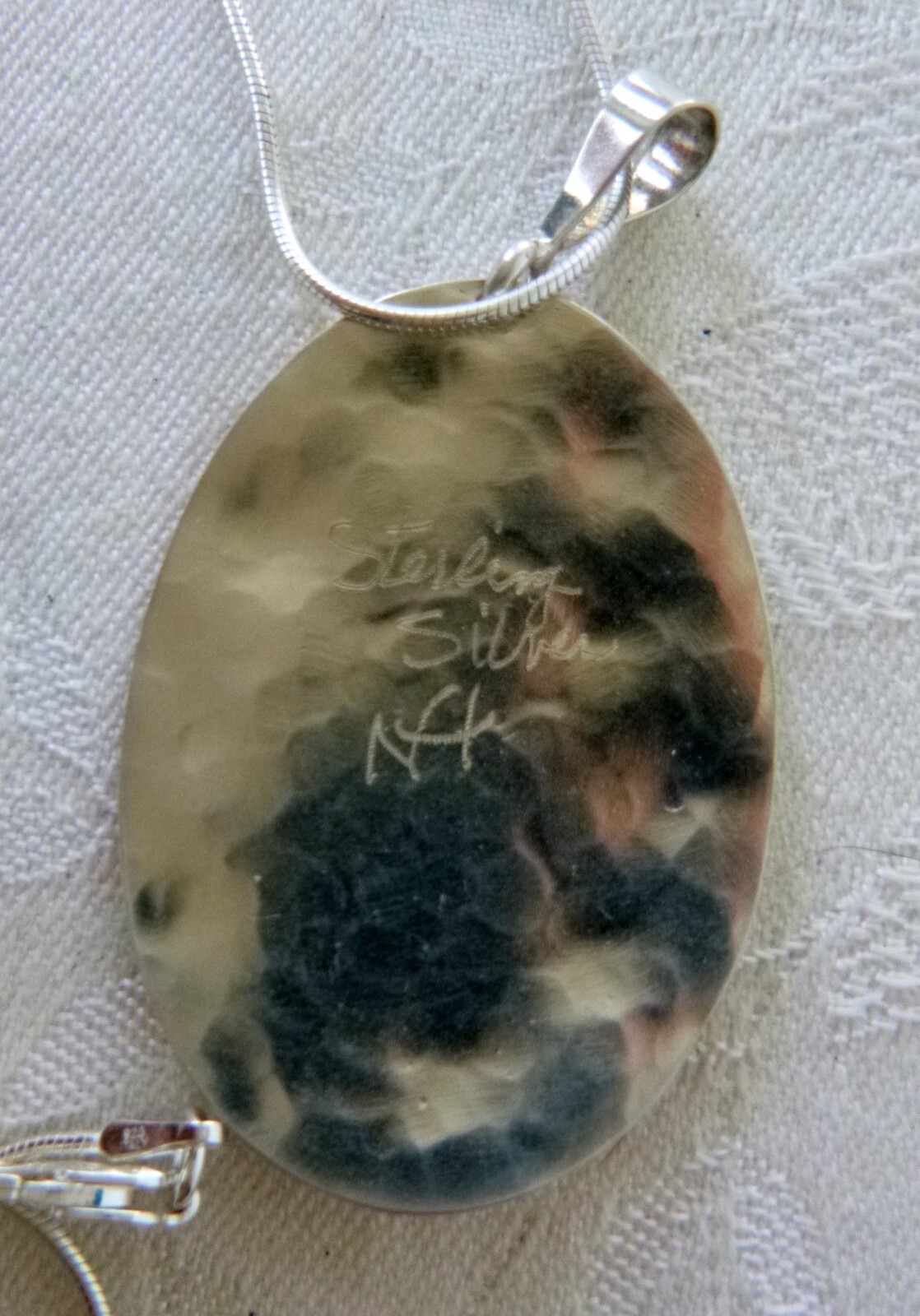 Artisan N Hanna Hammered 925 Sterling Silver Pendant 18 In Snake Chain Necklace