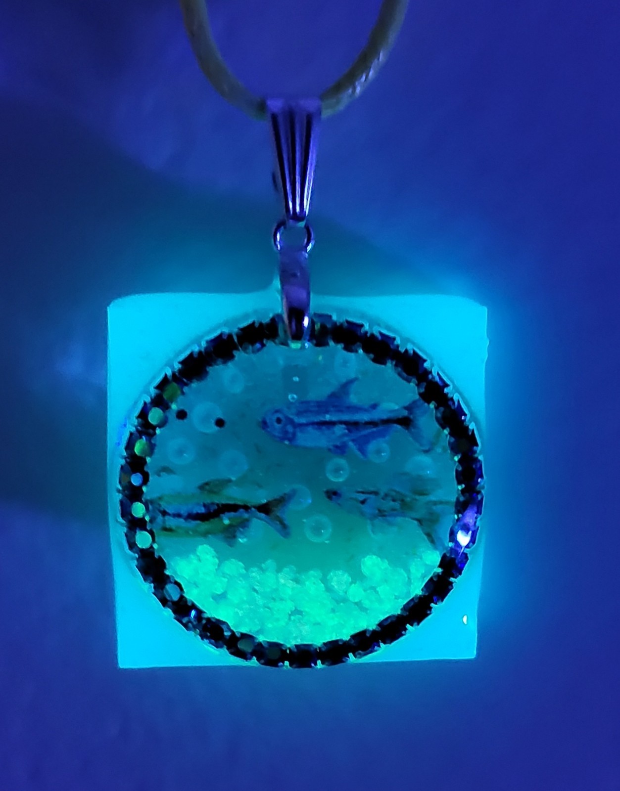 Handmade Resin Aquarium Ocean Fish Portal Pendant Glow-in-the-dark Feature