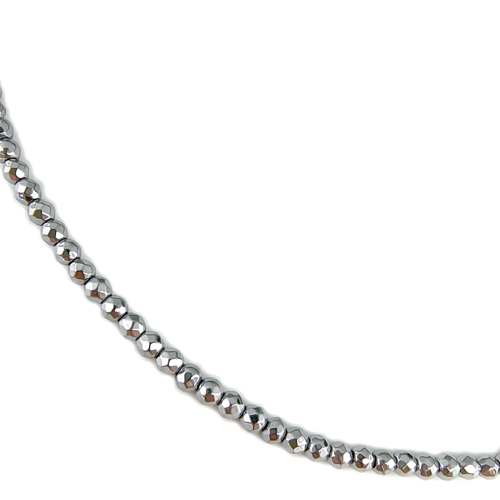 Men’s Necklace in Real Silver and Natural Hematite Stones Jewelry 45 Cm
