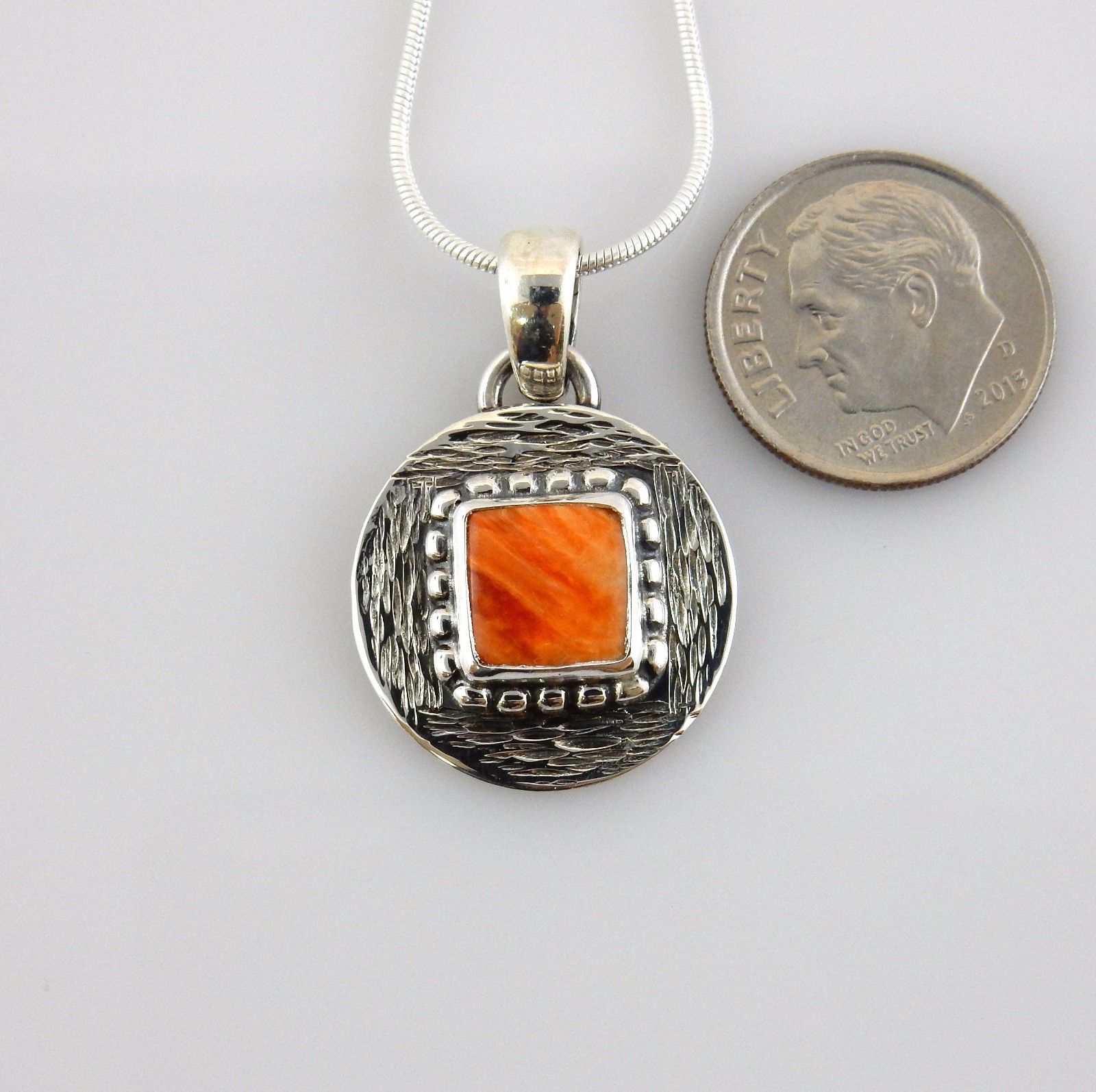 Natural Spiny Oyster Sterling Silver Handcrafted w/ chain
