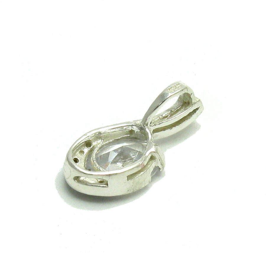 Sterling Silver Pendant Solid 925 With 10x8mm Oval CZ Nickel Free Empress