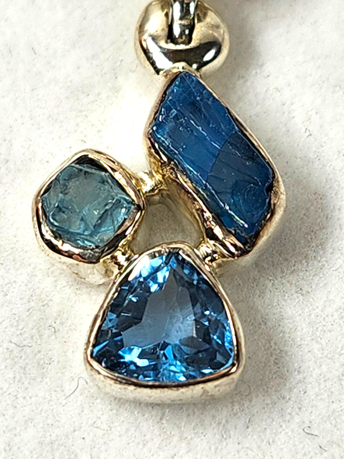 Aquamarine, Blue Topaz, & Blue Apatite 3-Stone Sterling Silver Pendant 6220