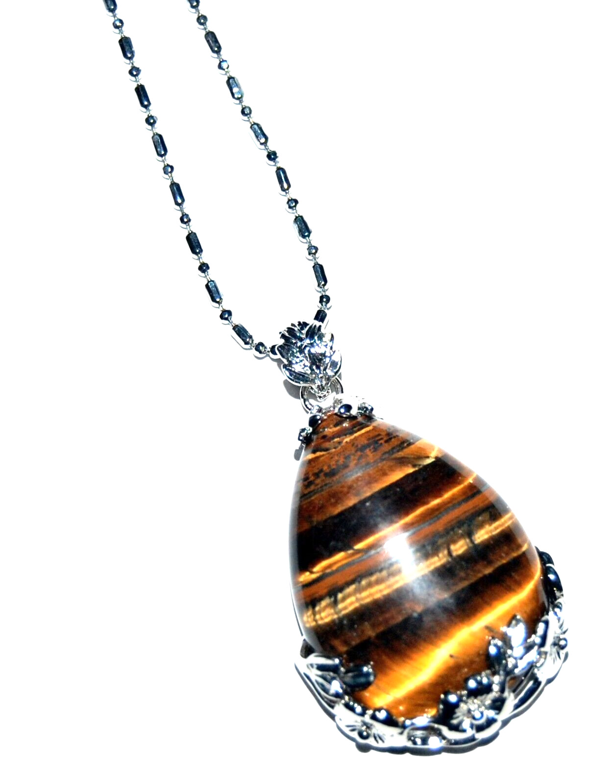 ALPINE ADE DESIGNS TEARDROP TIGERS EYE GEMSTONE NECKLACE #19B USA Made