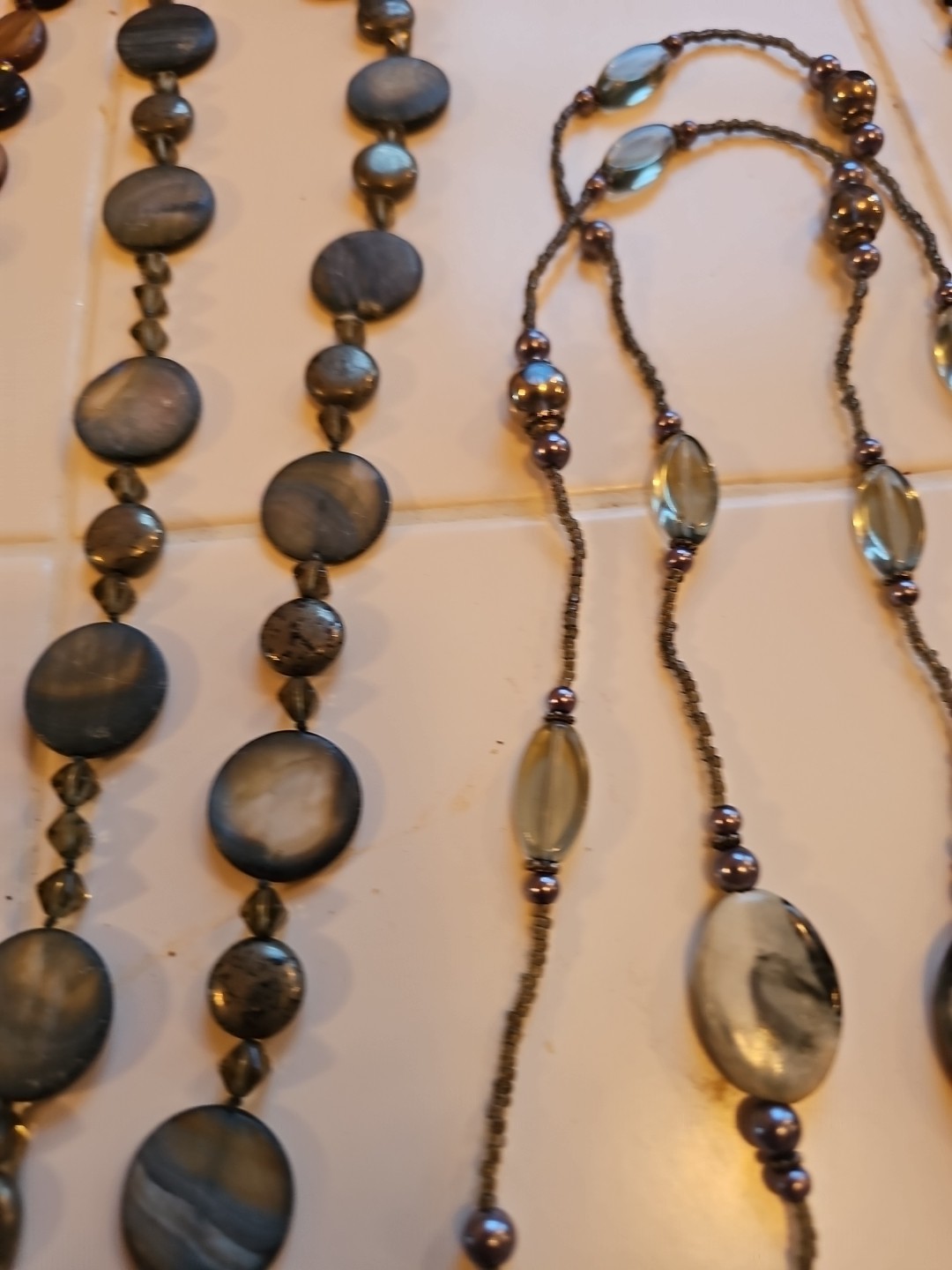 Handcrafted Necklace Lot Beaded Glass Stones Shells Long