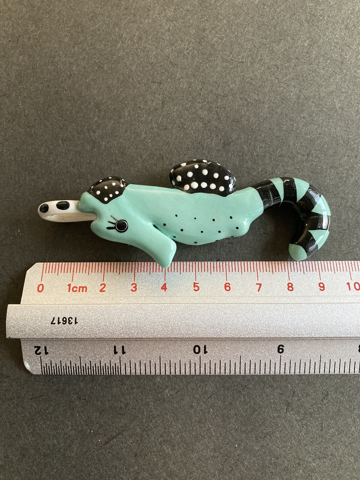 Artisan Ceramic Seahorse Pendant. One Of A Kind. Original. 9.5 Cm