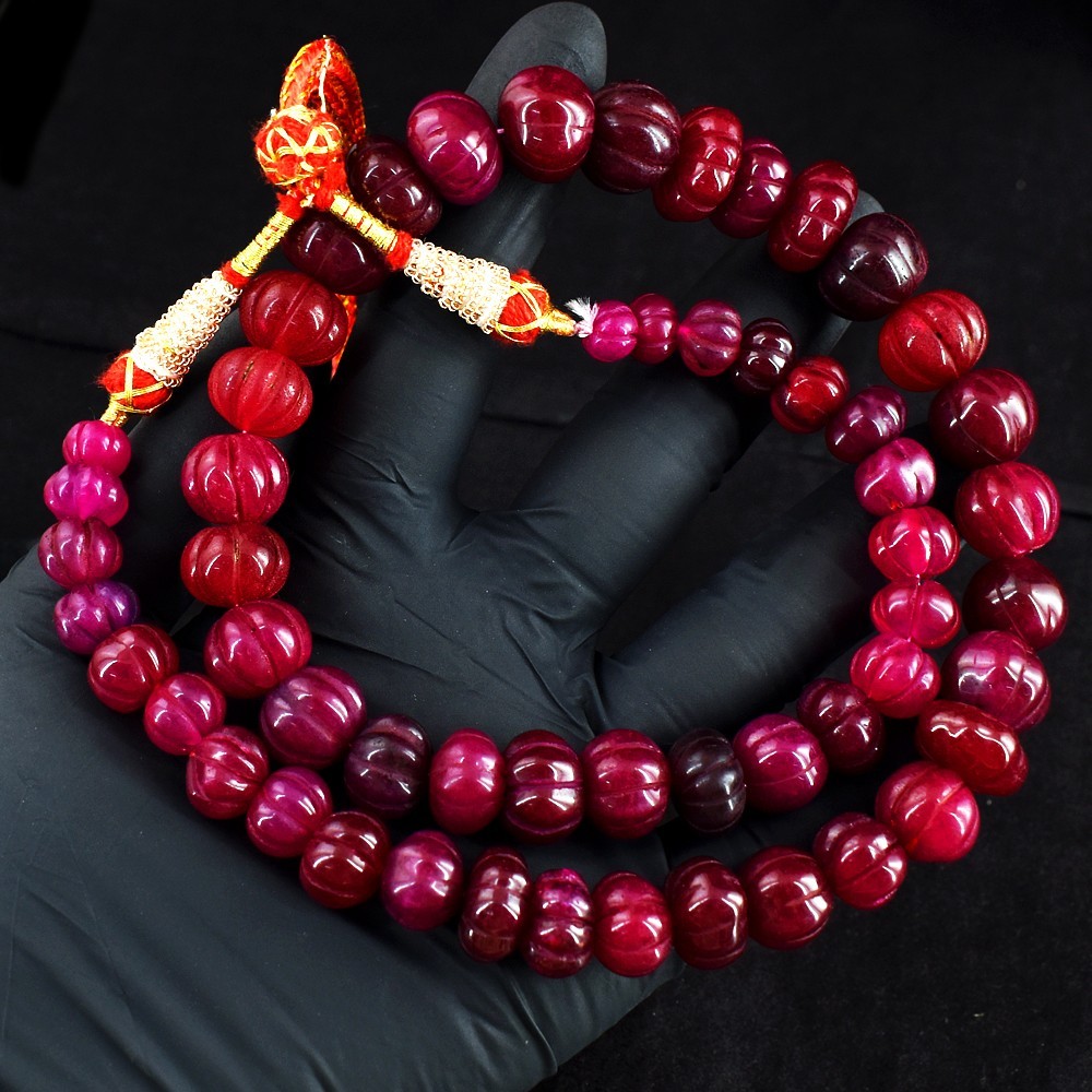 Very Attractive 635.00 Cts Red Ruby Carved Wonderful Necklace Jewelery RK 36E732