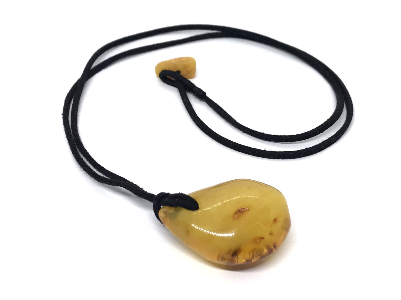 Amber Pendant Unique Gift Natural Baltic Amber Stone on Black Cord 12g 16507