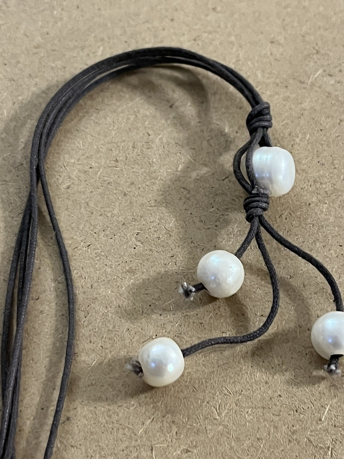 Genuine Pearl on a Cord Y Style Necklace