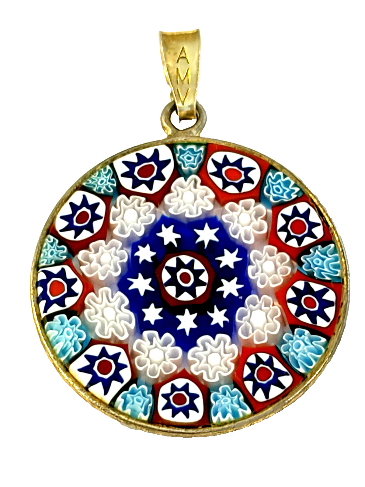 STERLING Venetian Murano Millefiori Pendant/Charm-AMV Antica Murrina Veneziana