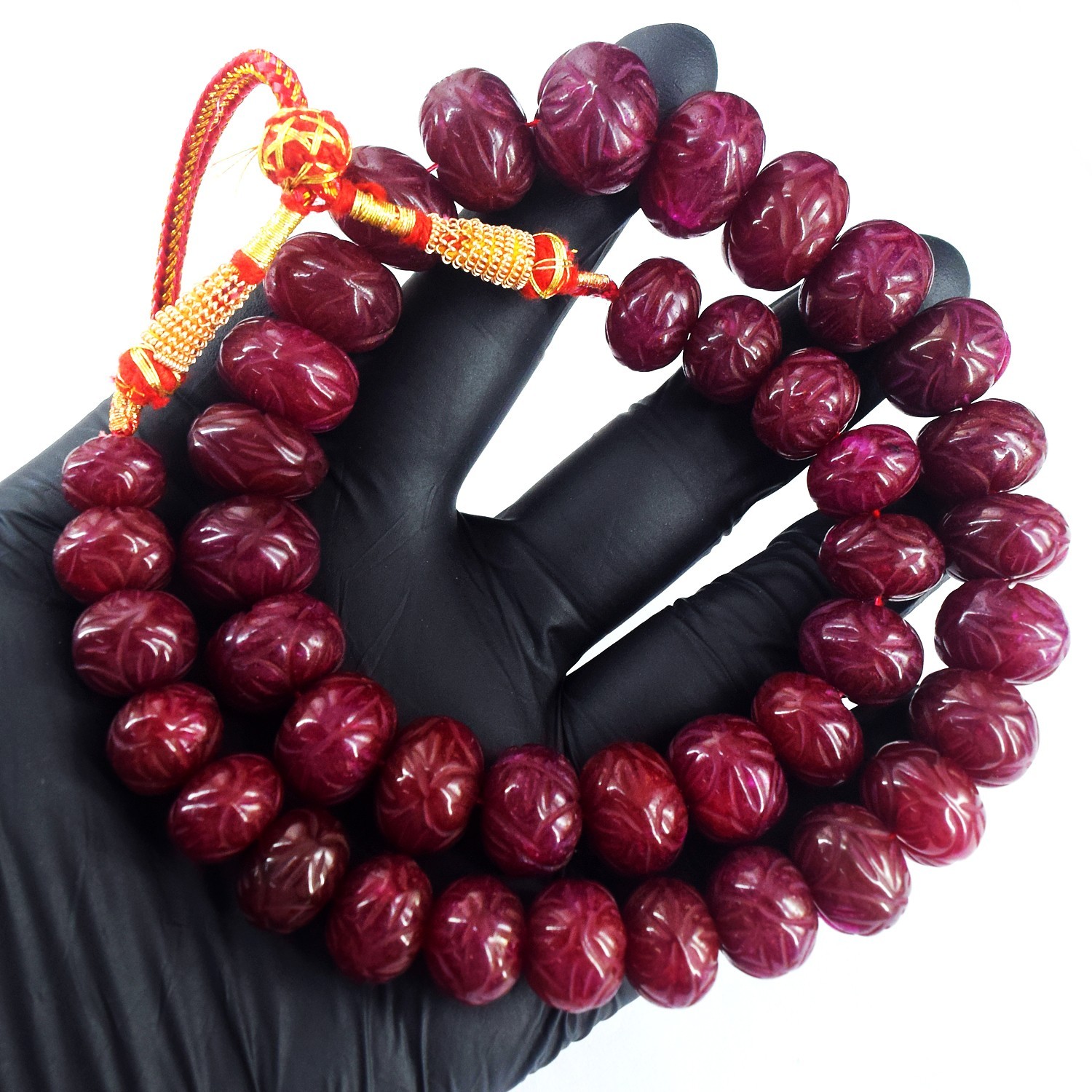 Very Attractive 172.00 Cts Red Ruby Awesome Beaded Necklace Jewelery RK 15 E814