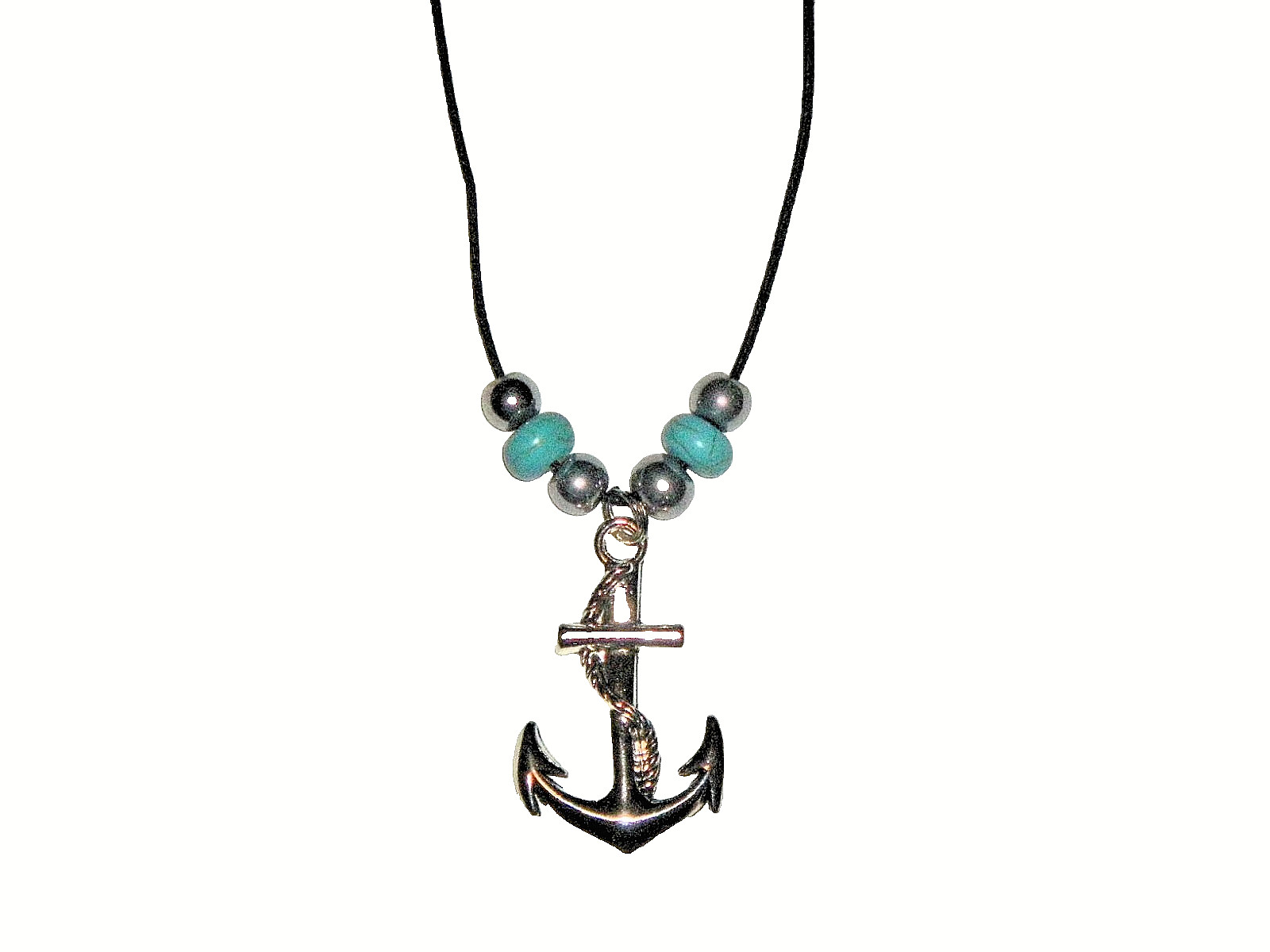 NAUTICAL ANCHOR PENDANT NECKLACE (14 3/8″): HAND-MADE JEWELRY BY T.L.C.